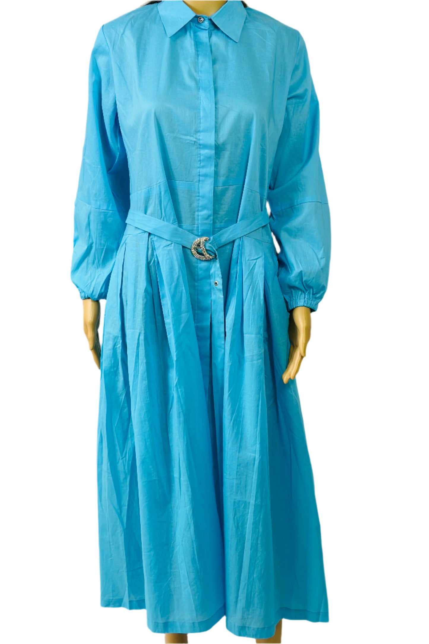 Breezy Blue Belted Dress