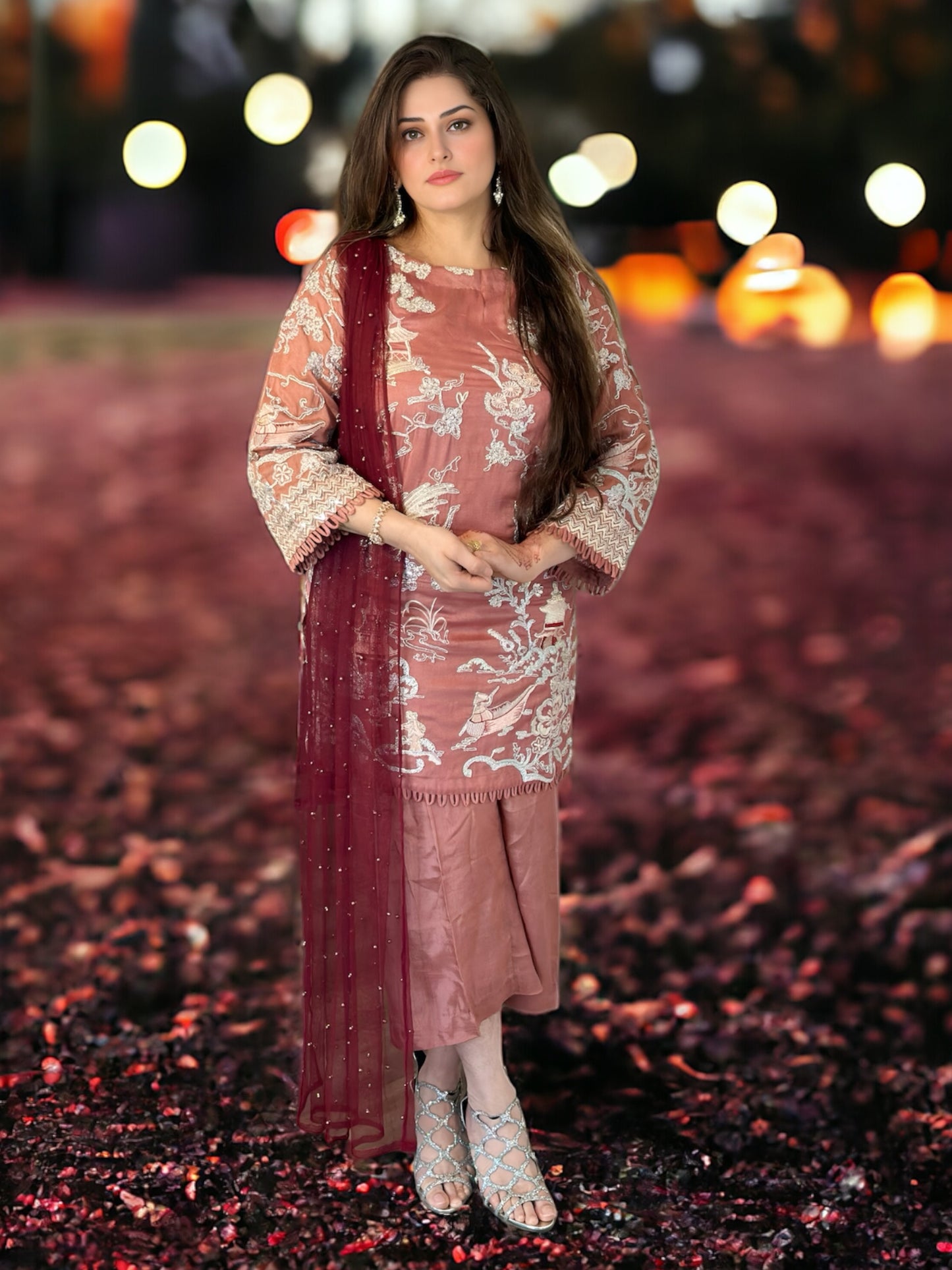 Regal Grace: Elegant Embroidery Two-Piece Suit